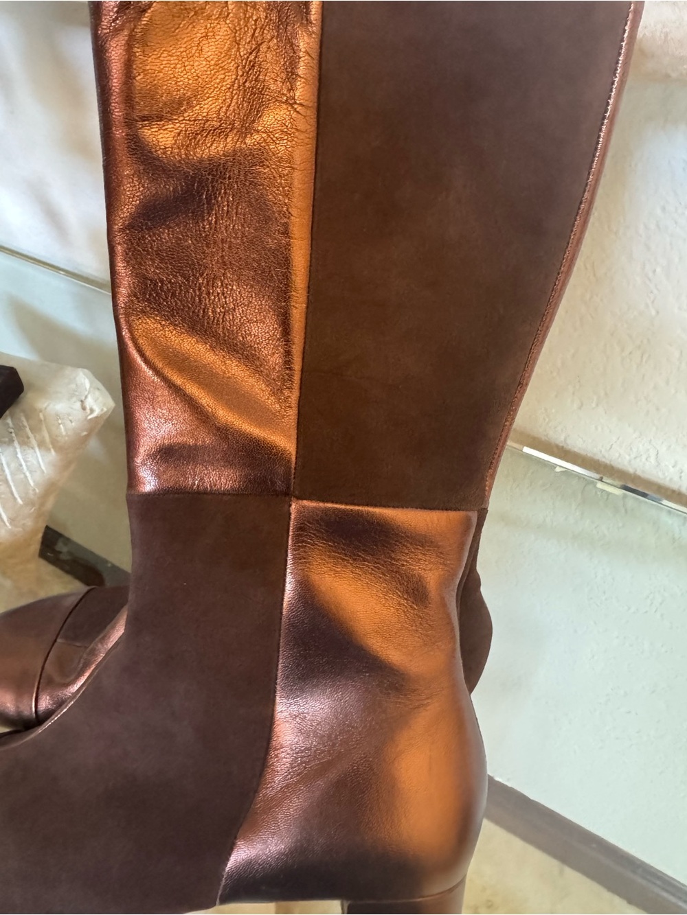 Franco Sarto Brown Leather & Suede Two-Tone boot BRAND NEW made in Brazil